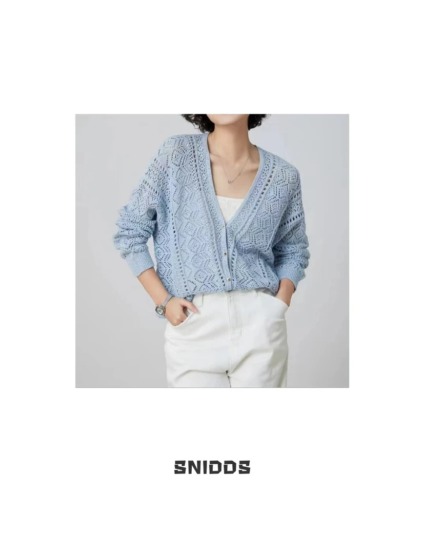 5/11 女士春秋   波西米亚风镂空针织开衫