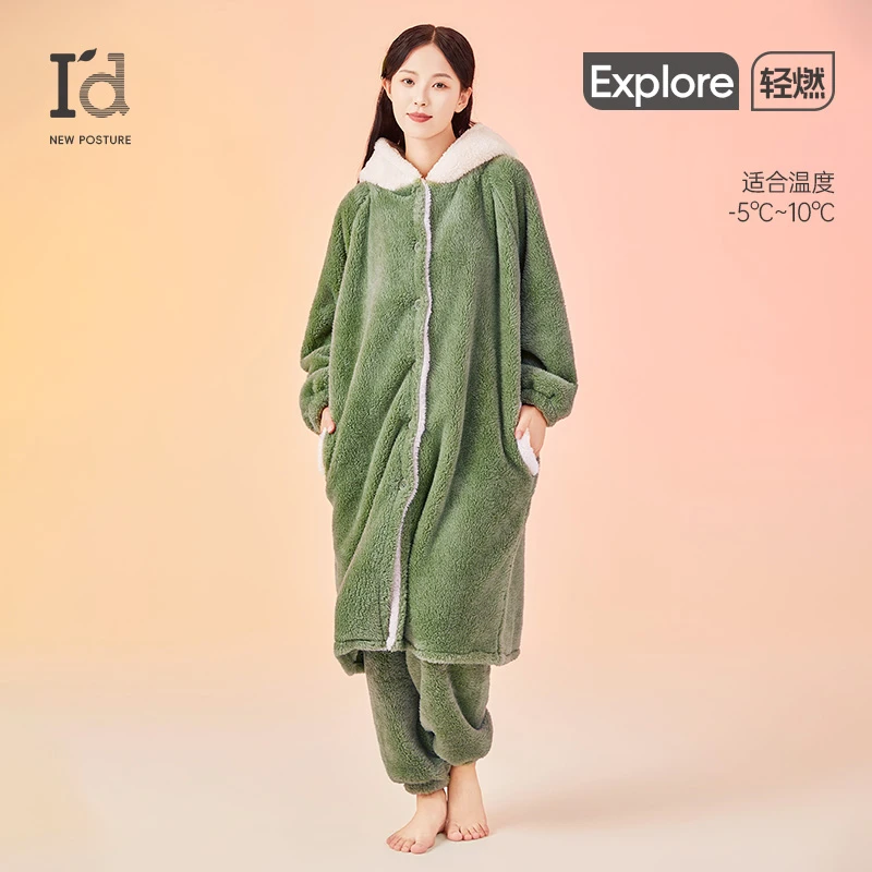 I'd/爱帝情侣家居服蓬松日常轻软加厚居家卡通兔子睡衣套装可外穿