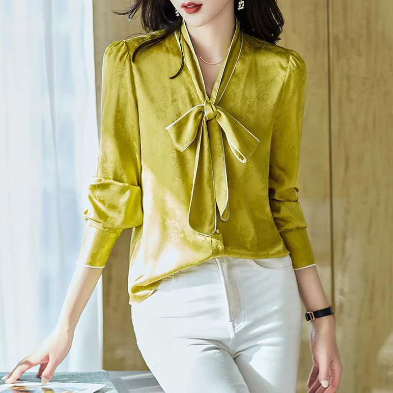 【宠粉福利】绑带新款衬衫女春装杭州大牌衬衣(衣长58）新款衬衣女