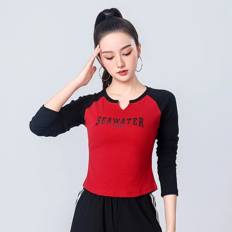 XVRV秋季2025设计领撞色插肩百搭运动长袖健身显瘦时尚休闲服