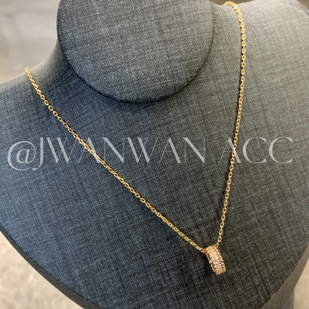 坠链均925银锆石 高定.玫瑰金色满钻小蛮腰银项链11XL2546QT