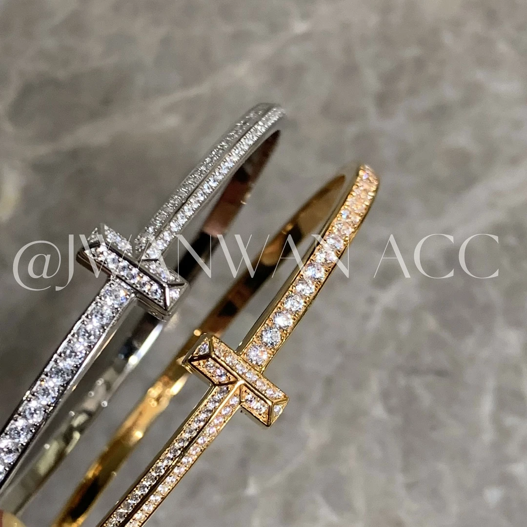 925银合成锆石手镯 气质女神.闪钻T字扣高定银手镯11SL2275