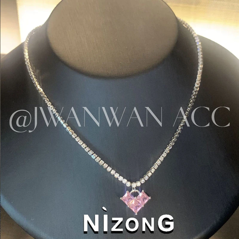 铜合金锆石项链 粉钻钟情闪钻项链08MY884