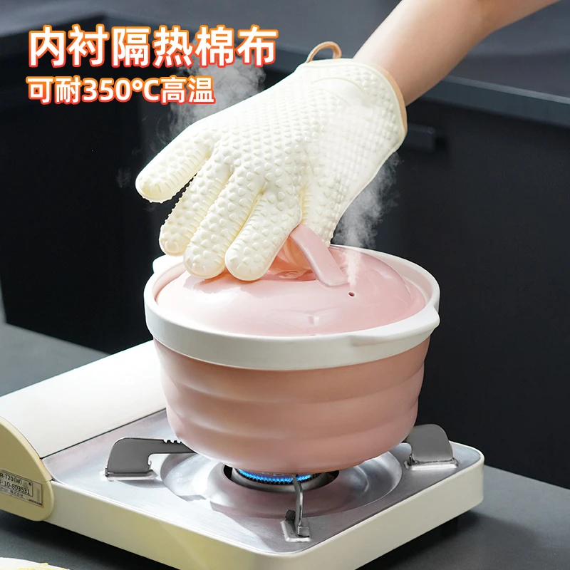 日本防烫手套隔热加厚硅胶烤箱烘焙耐高温防滑防热微波炉厨房专用