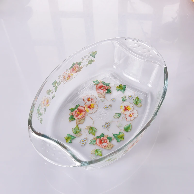 韩国家用高硼硅烤盘鱼盘水果沙拉盘拌菜盘大盘菜盘焗饭盘大号汤盘