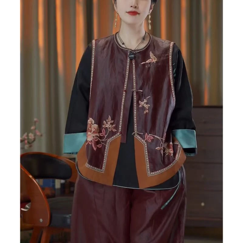 【庄生梦蝶】高端女装重工国风刺绣非遗香云纱马甲皮子M86502