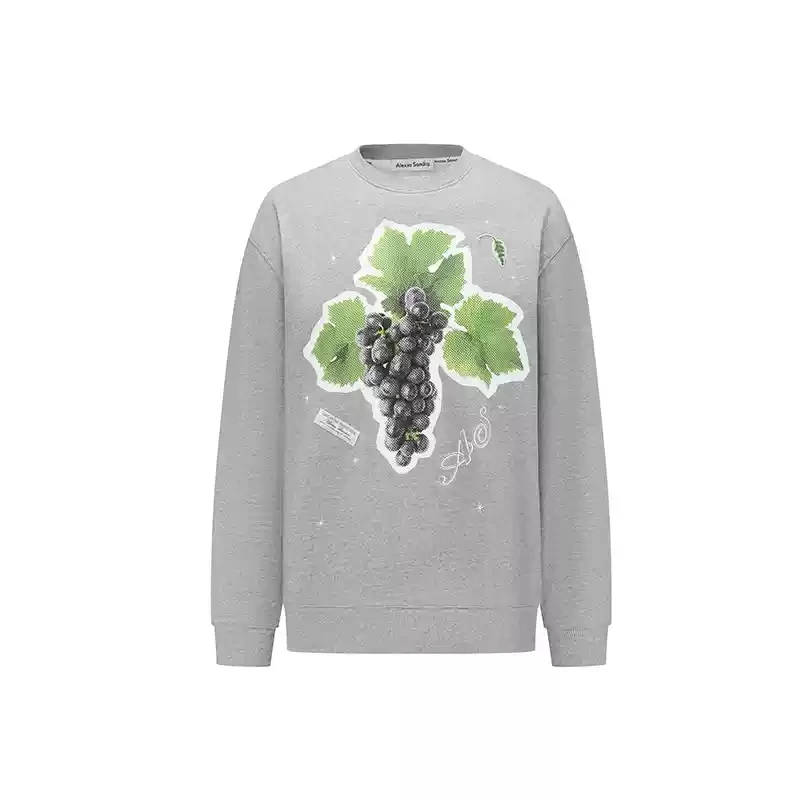 Alexia Sandra 新款水果乐园星星印花落肩圆领长袖卫衣女