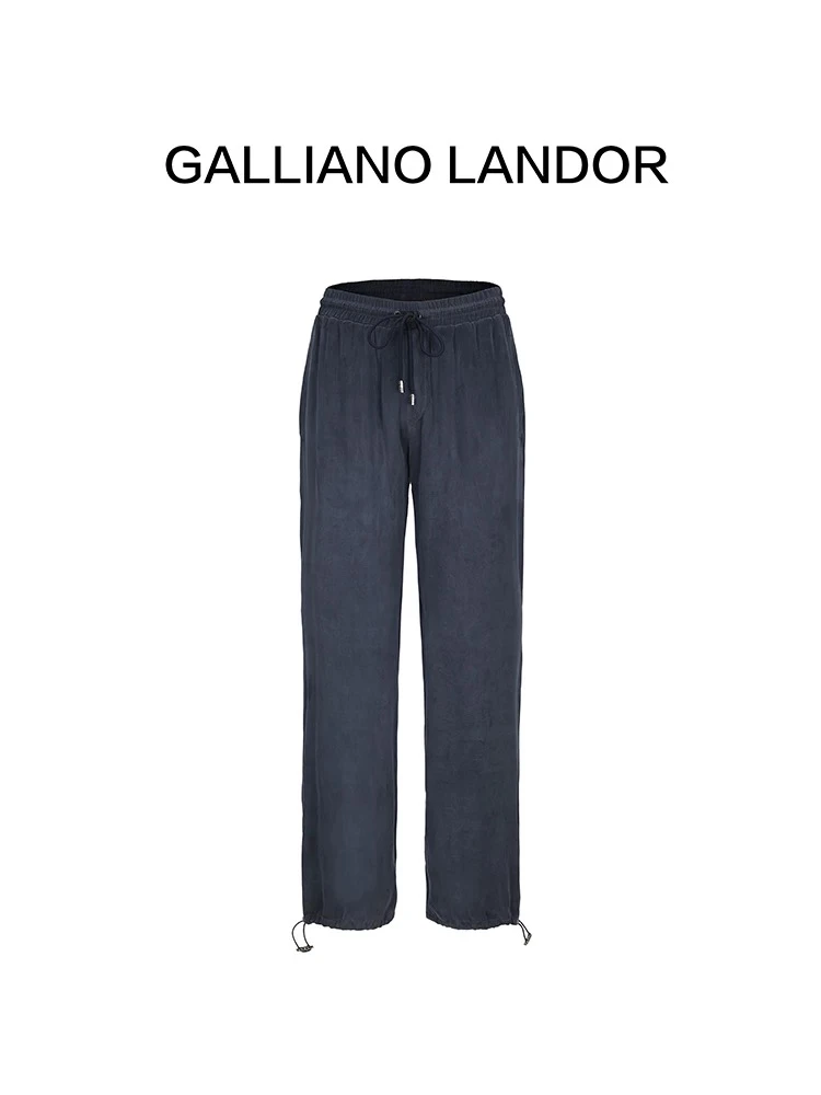 Galliano Landor  代尔夫特蓝铜氨丝休闲长裤