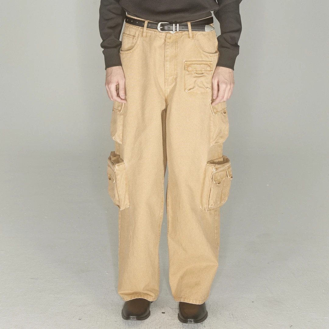 LUKEWARMPEOPLE设计师款多口袋工装裤裤子直筒