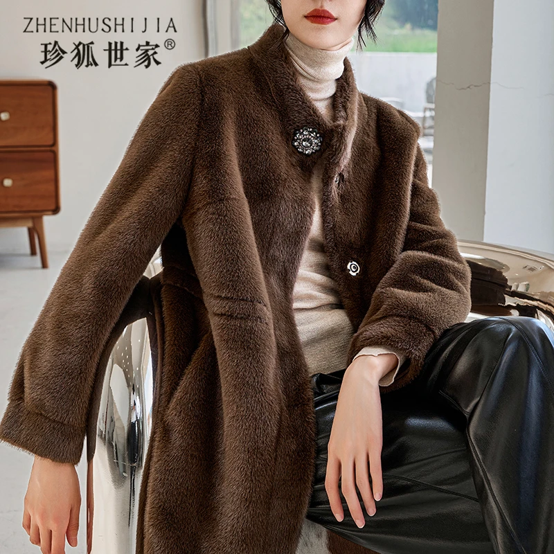 人造皮草 【珍狐世家】秋冬中长款收腰轻奢气质百搭时尚毛毛外套