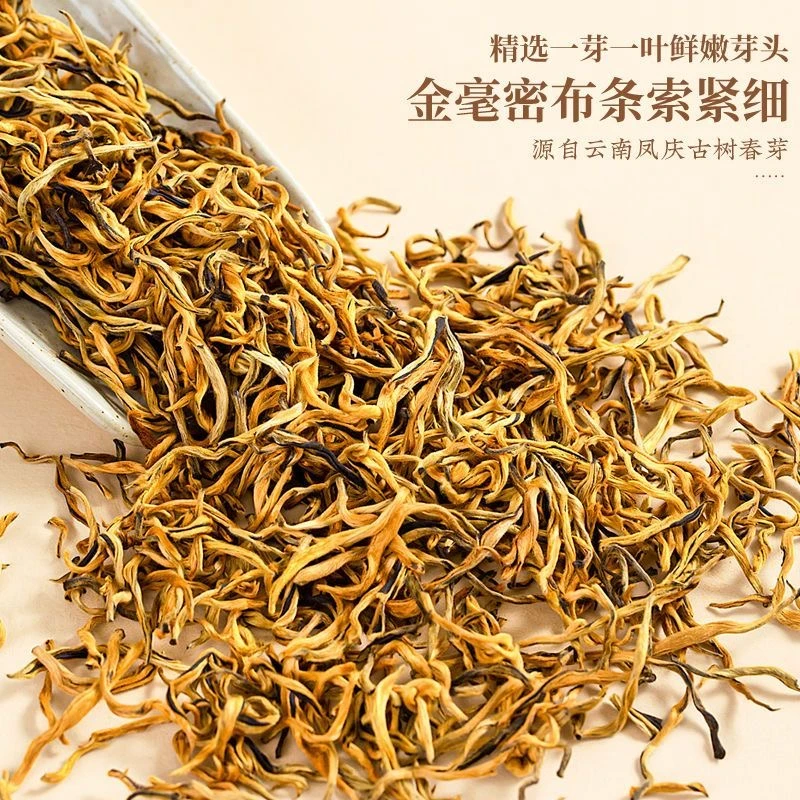 正宗滇红大金芽新茶【真材实料】花蜜香果香茶叶罐装礼盒装