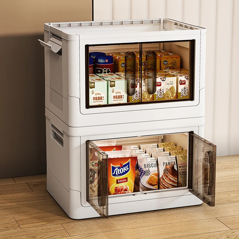 安家日记收纳柜储物柜透明可折叠双开门家用客厅卧室厨房收纳箱