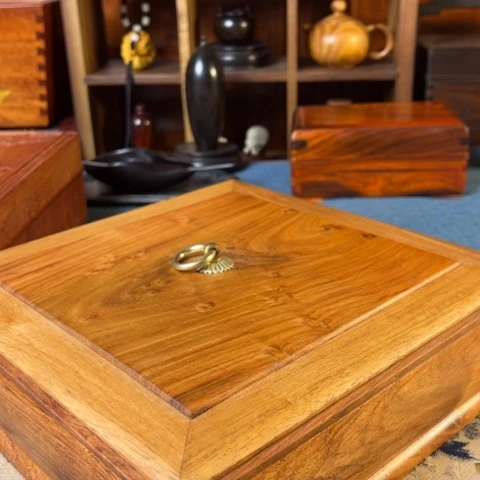 贡木稹**道缅甸花梨茶饼盒