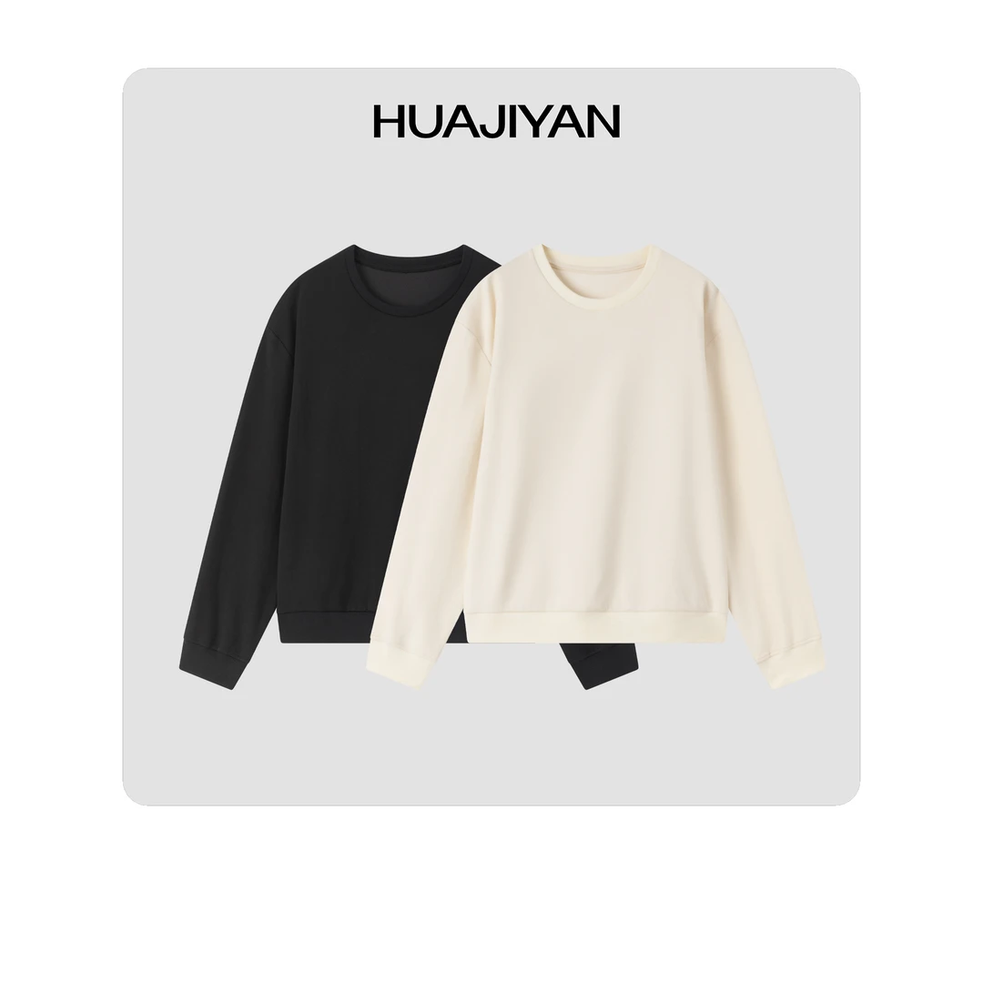 华吉言/HUAJIYAN【经典系列】时髦百搭款经典圆领舒适随性卫衣