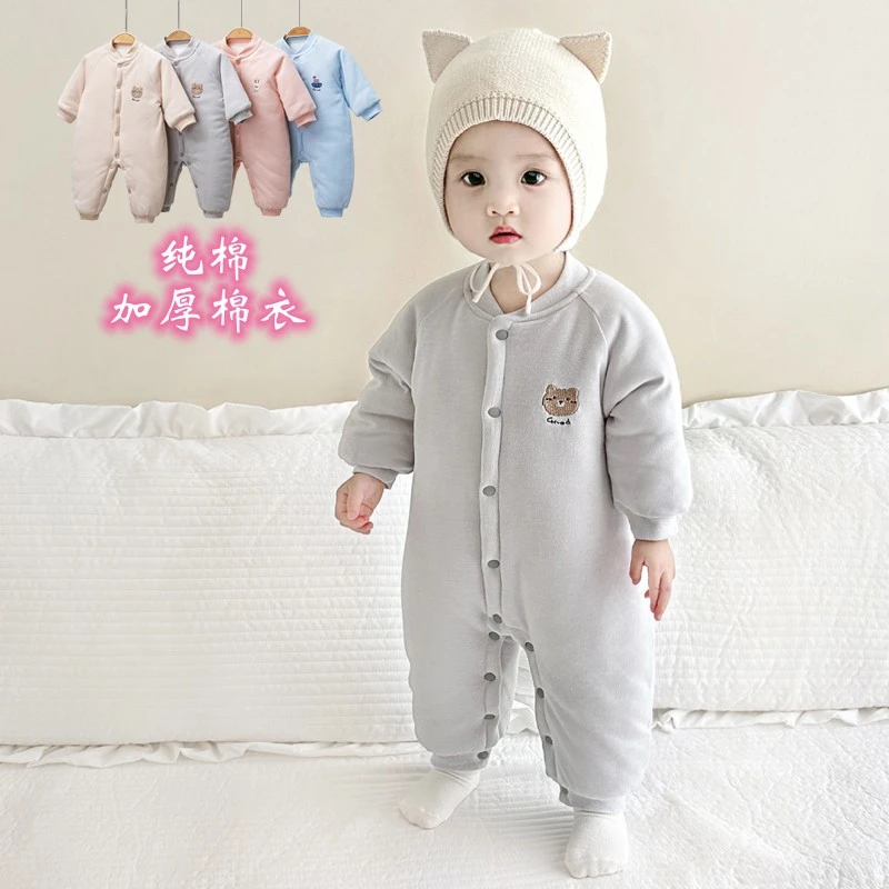 婴儿冬季连体衣宝宝纯棉加厚爬服新生儿过冬衣服夹棉保暖棉袄爬服
