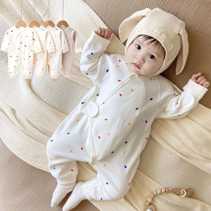 幼儿纯棉护肚蝴蝶衣宝宝绑带月子服新生婴儿和尚服01岁连体衣春秋