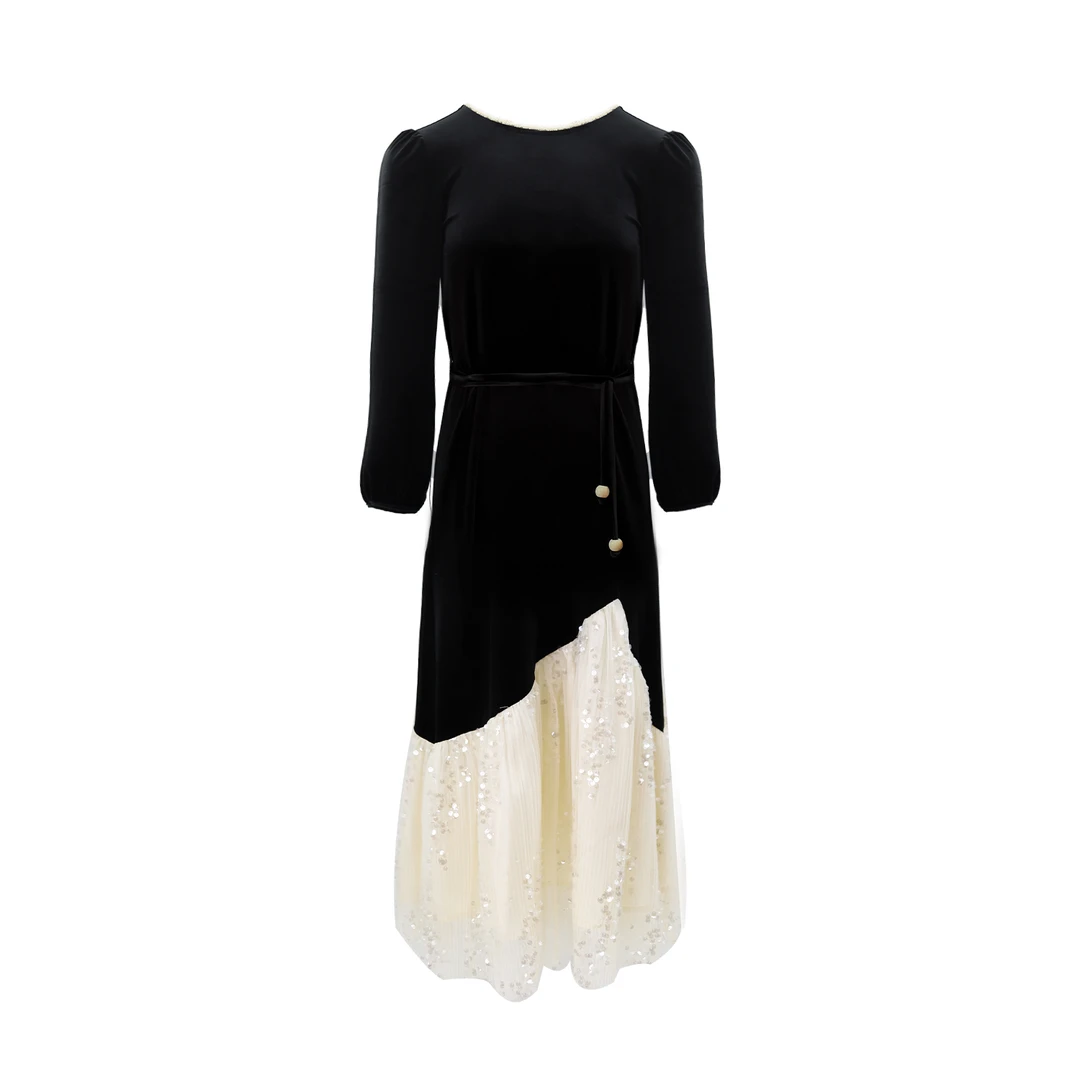 LAOXIAO服饰【摇光】法式连衣裙长袖度假风仙气秋冬假两件显瘦684