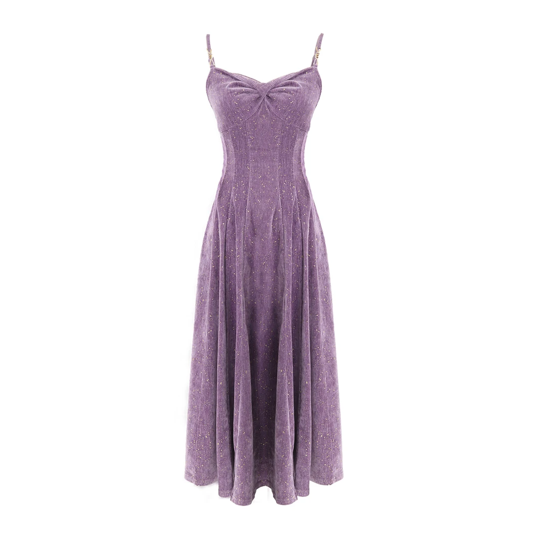 LAOXIAO服饰秋冬复古港风法式收腰气质吊带女小个子连衣裙243