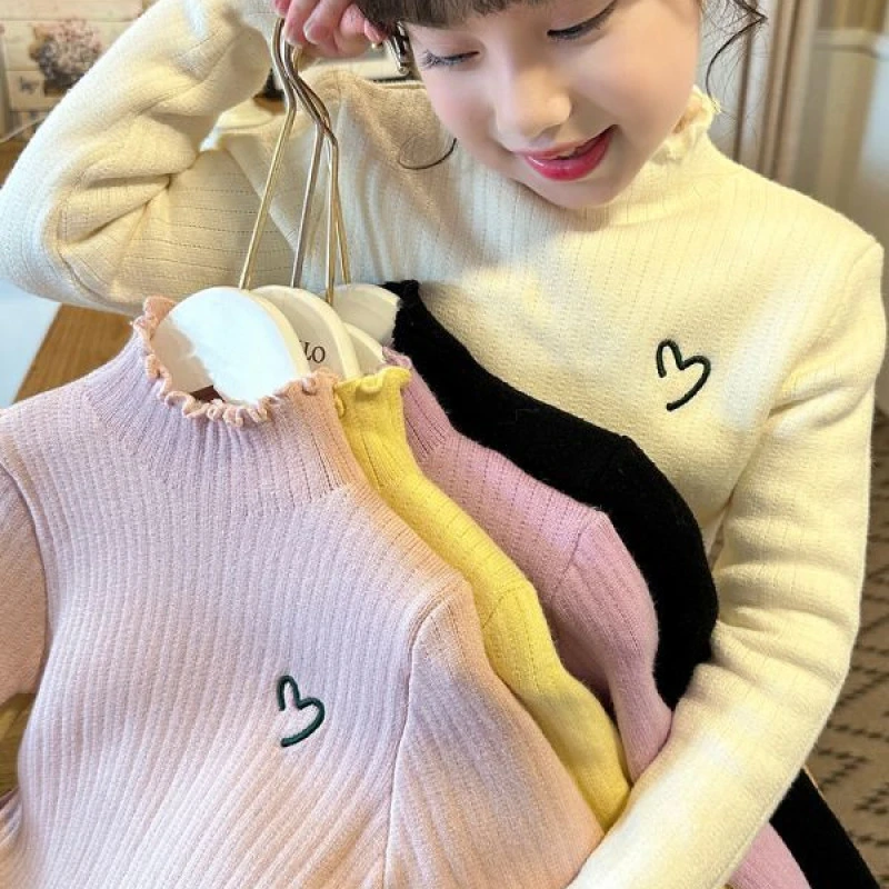 女童加绒毛衣冬装2025新款洋气儿童保暖打底上衣小女孩韩版针织衫