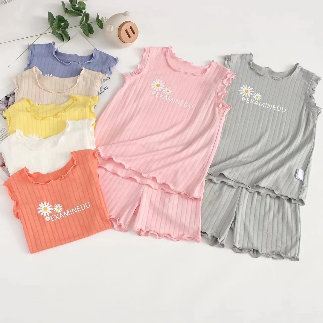 裸感～新款宝宝夏季薄款家居服冰丝短袖短裤外穿空调服可爱清爽潮