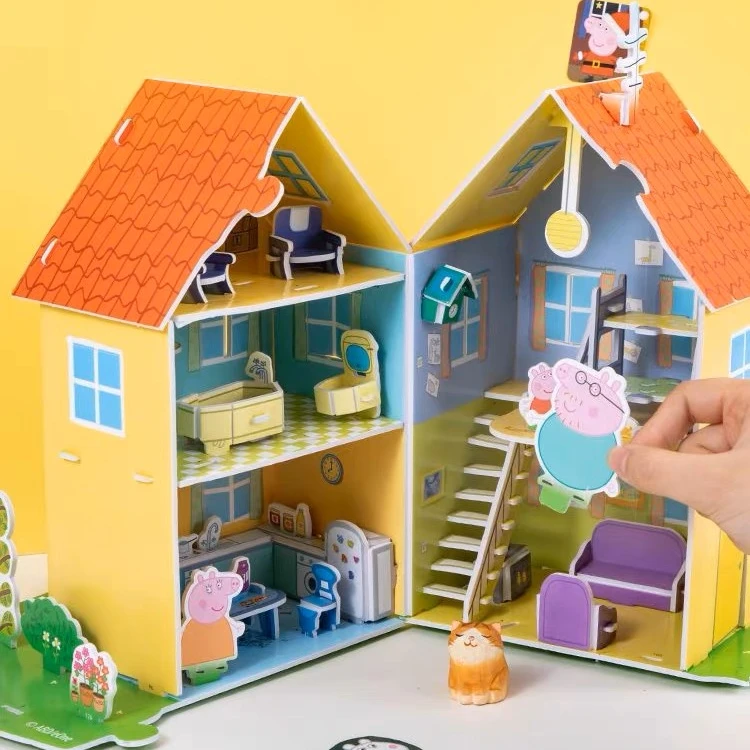 拼接3D拼图diy手工益智玩具拼图拼插男女孩模型安静书佩奇的家3-6