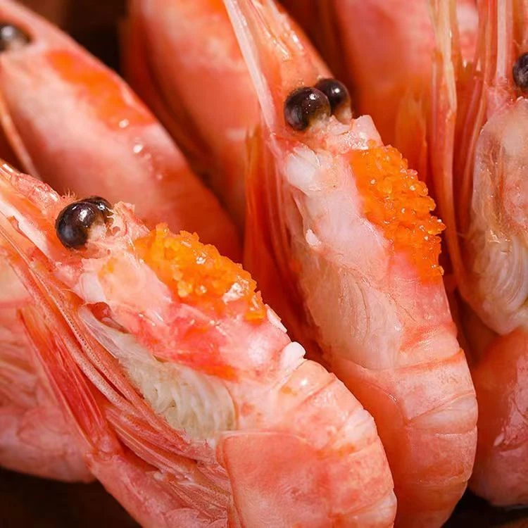 90-120规格头籽北极虾净重三斤北极甜虾即食冰虾熟冻头籽甜虾