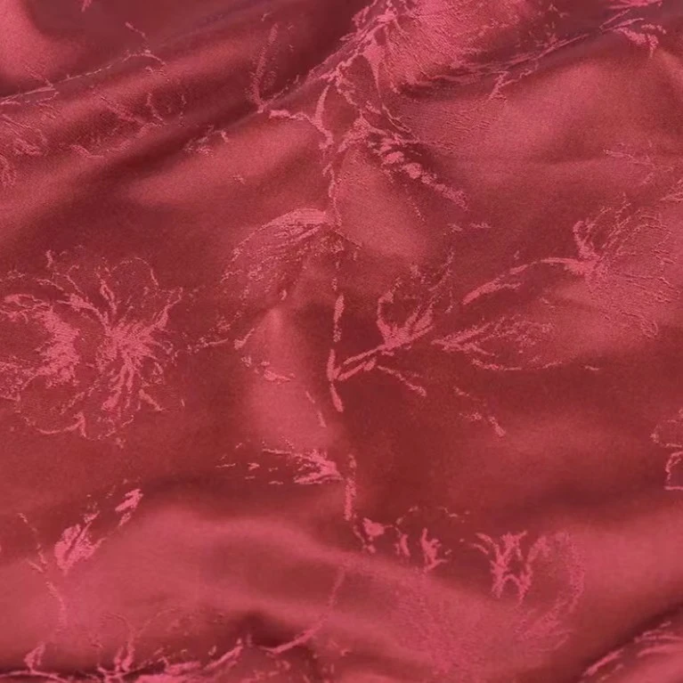 2023新款月季玫瑰天丝真丝服装面料 门幅140cm布头旗袍布料蚕丝