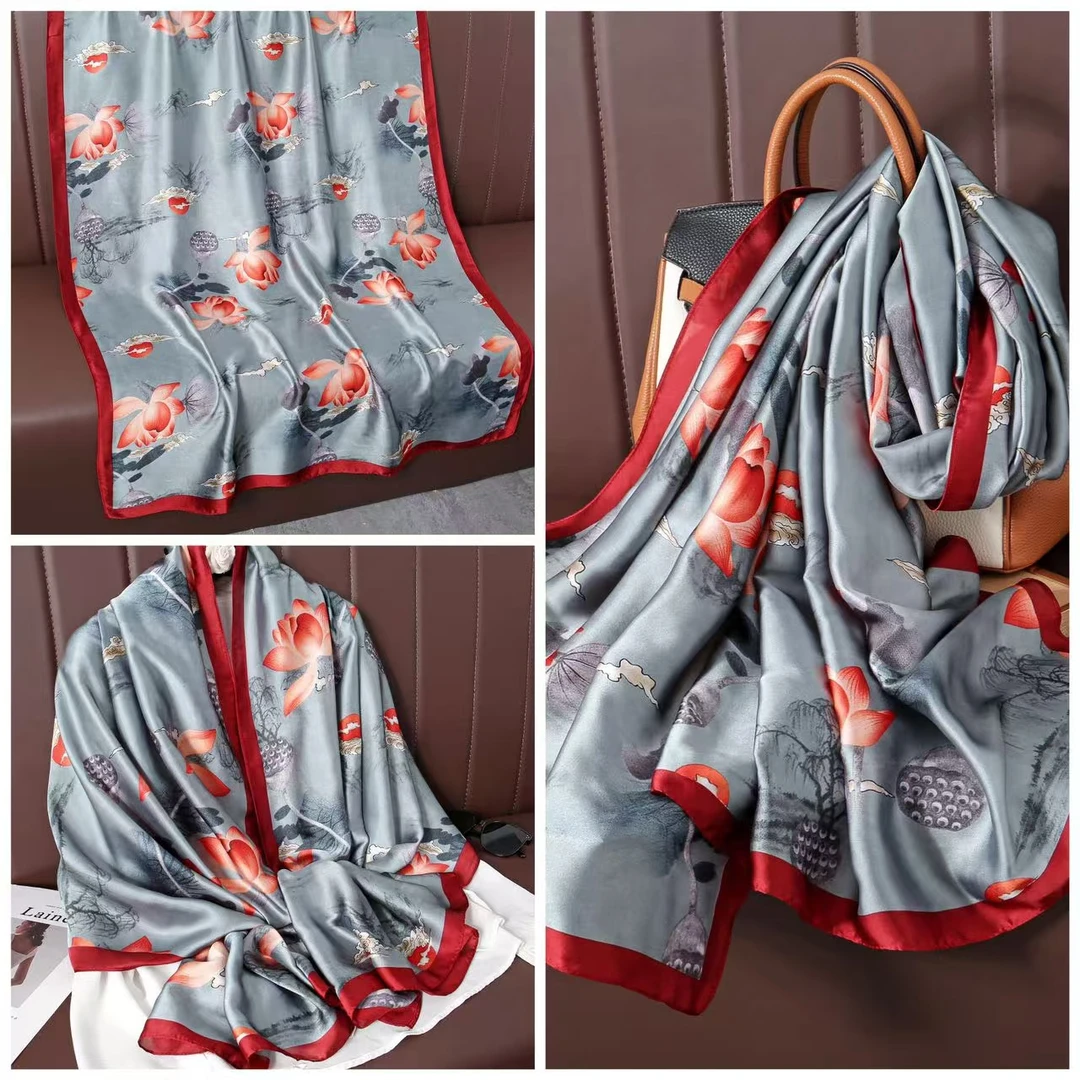 100新款夏季百搭杭州丝绸丝巾90*180#3855