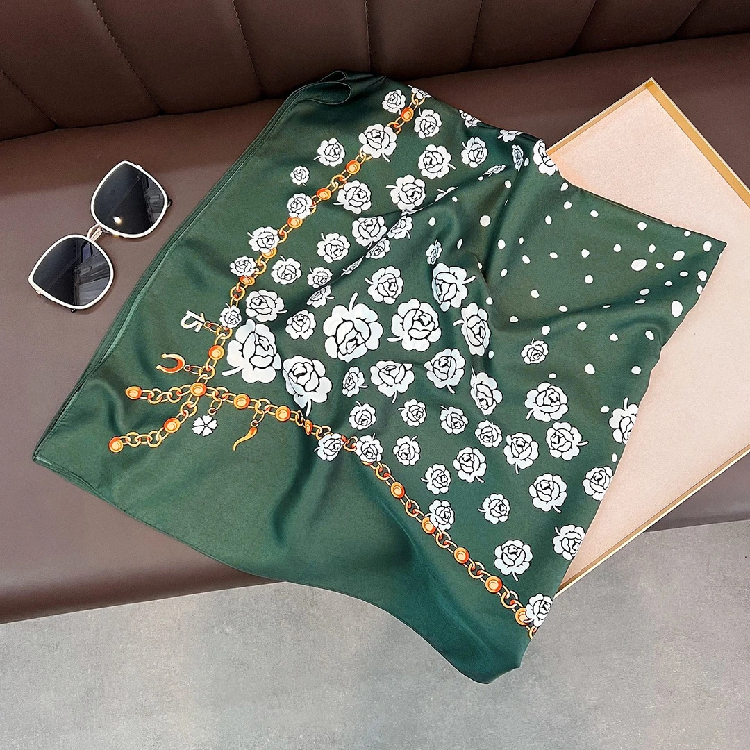 100新款百搭杭州丝绸丝巾90*90#3399