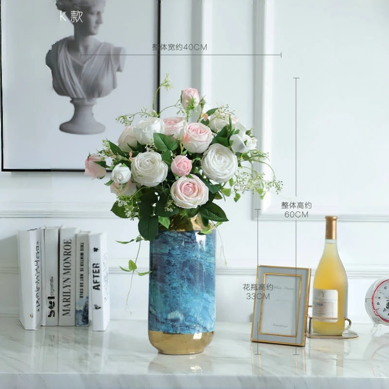 高端高档手感保湿玫瑰花仿真花假花客厅室内家居餐桌装饰花摆件