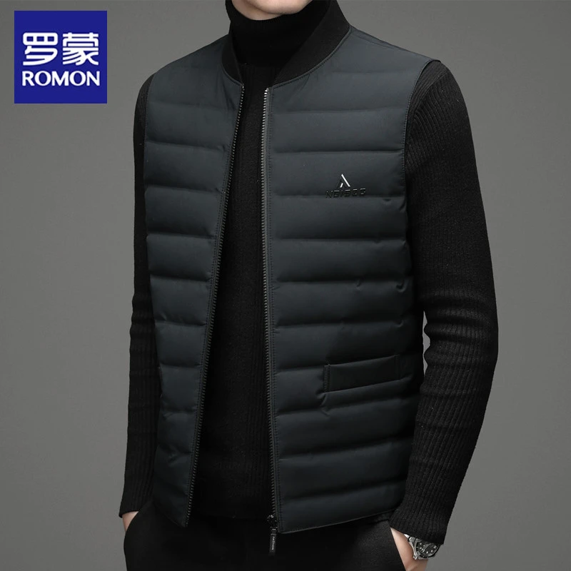 Romon/罗蒙2024秋冬新款男士坎肩背心马甲內蓄羽绒服轻薄保暖外套