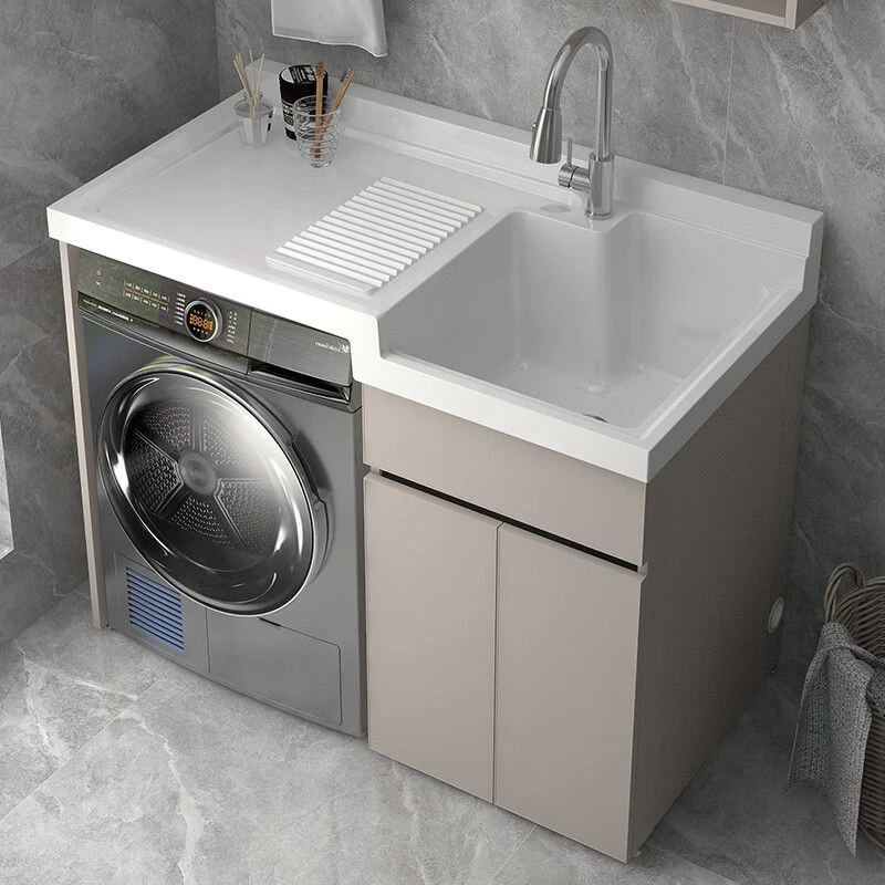 洗衣机柜一体阳台蜂窝铝加厚太空铝洗衣柜定制组合卫生间带搓衣板