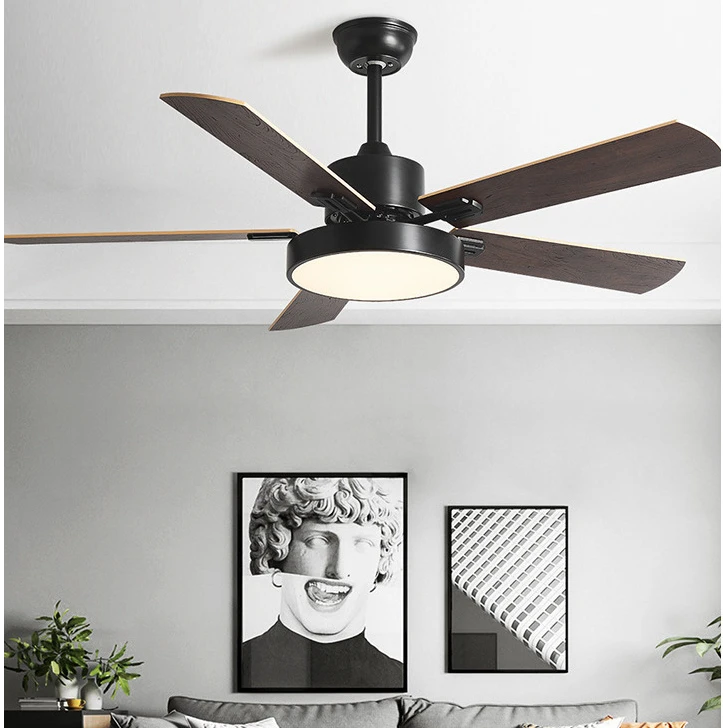 欧式风扇灯一体式吊扇灯客厅餐厅卧室静音五叶吊扇灯中山家装灯饰