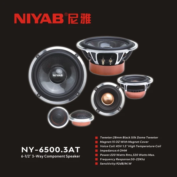 NIYAB碳纤维盆系列发烧级炸机3分频1分频超重中低音6.5寸车门喇叭