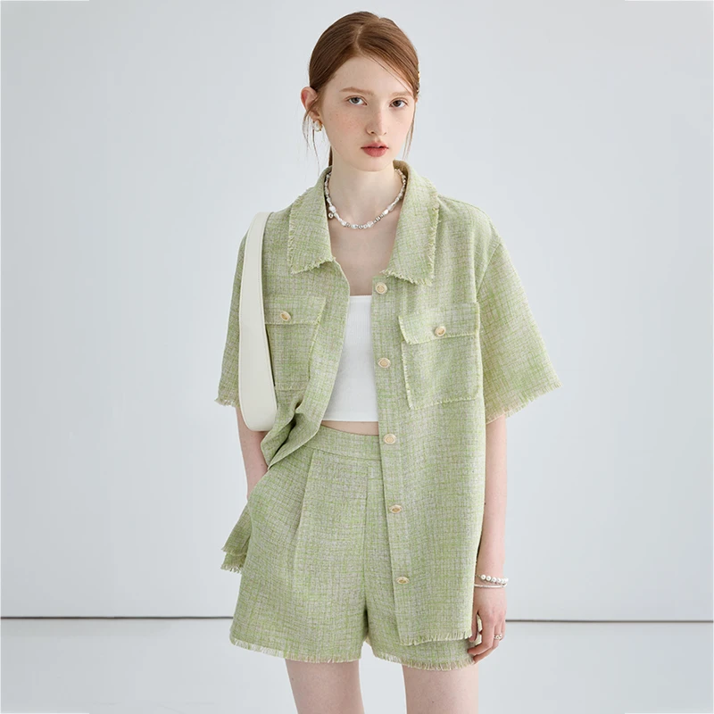 VEGA CHANG2025夏季新款流苏包边薄荷曼波洋气小香套装 5269782