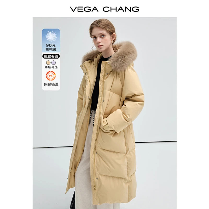 【双11好物】VEGACHANG90鸭绒羽绒服加厚狐狸毛领保暖中长款0182SQ