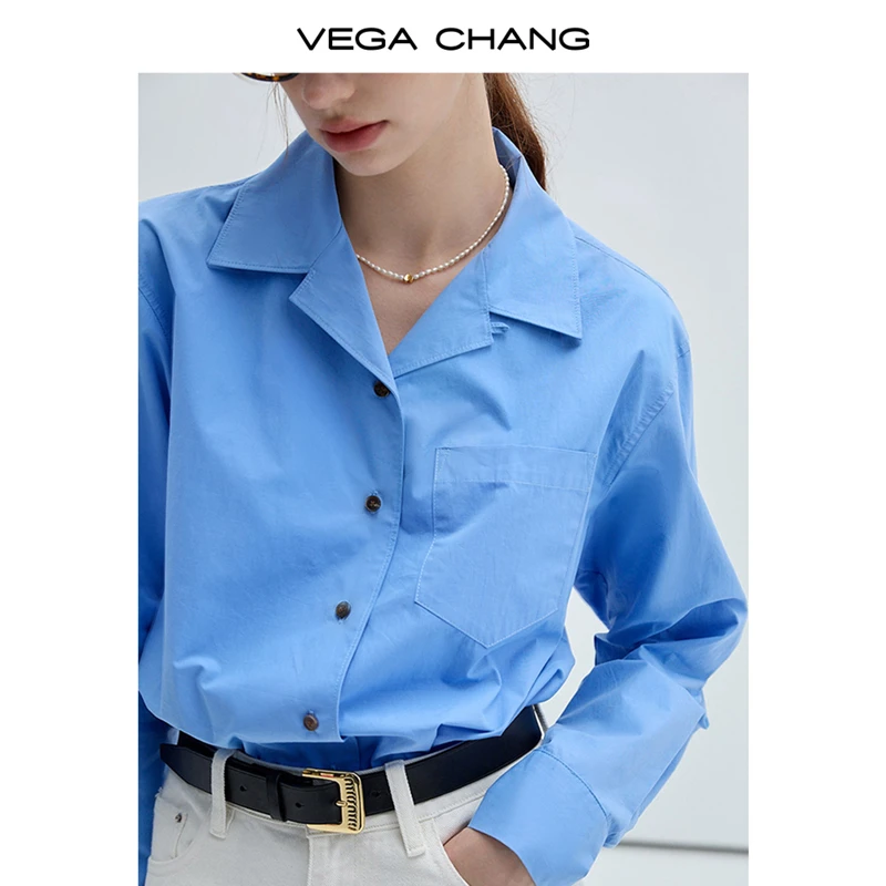 VEGA CHANG无领座翻领 弥漫文艺书生气 长袖口袋欧若风上新衬衫