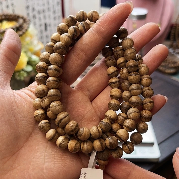 沉香手串天然野达拉干蛇皮纹0.8*108