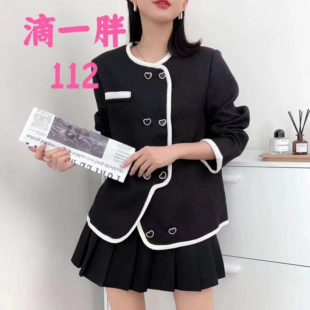 112双排扣小香风外套秋季新款胖MM大码优雅名媛风百搭气质上衣女