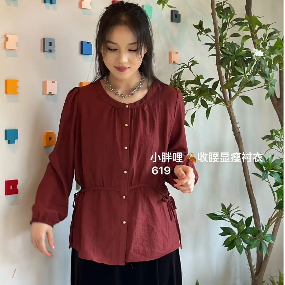 619收腰显瘦衬衫秋季新款胖mm大码女装法式小众高级感气质上衣潮