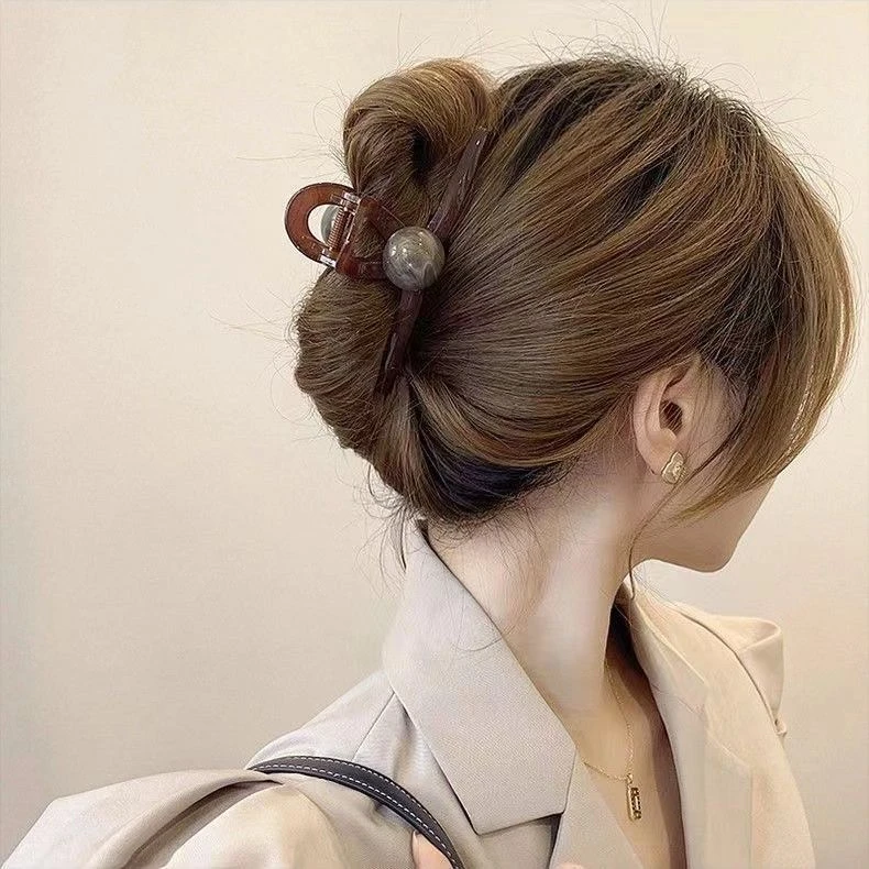 韩版高级感果冻色珠子发夹后脑勺简约气质抓夹鲨鱼夹子头饰女夏季