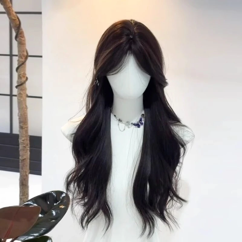 沐奇趣味萌假发女长发中分八字刘海长卷发时尚整顶假发女款全头套