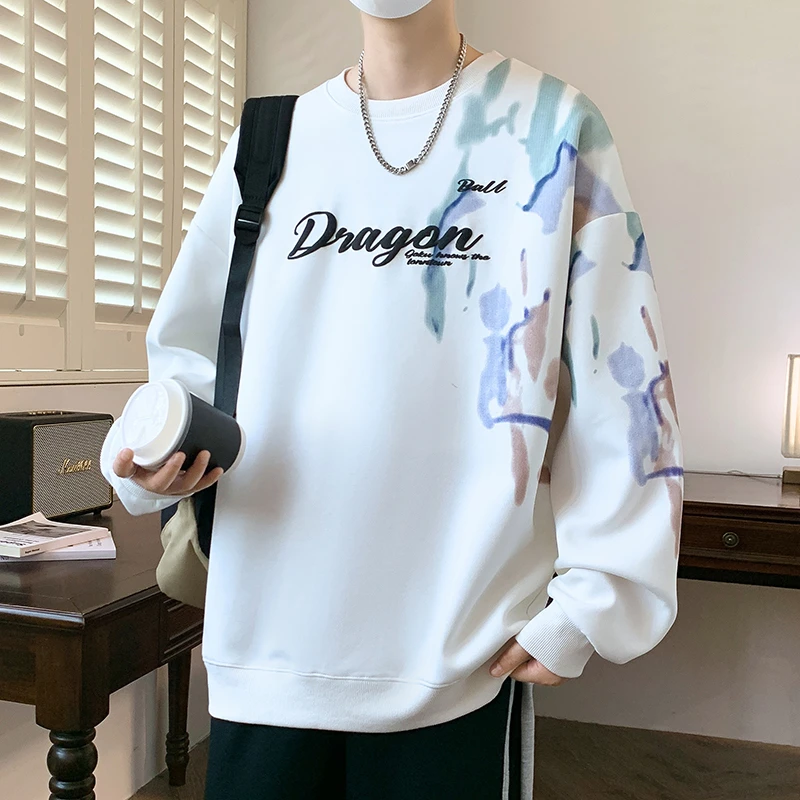 青少年学生秋冬新款男生休闲套头男上衣圆领宽松长袖卫衣打底衫