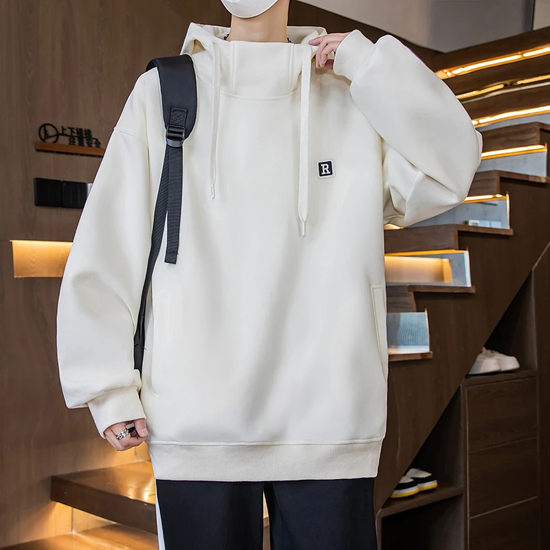 春秋季青少年学生新款宽松男潮流港风休闲连帽卫衣长袖套头打底衫