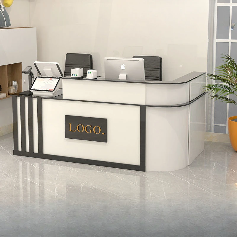 【前台吧台】简约现代弧形店铺收银台吧台半圆角接待柜台公司前台桌