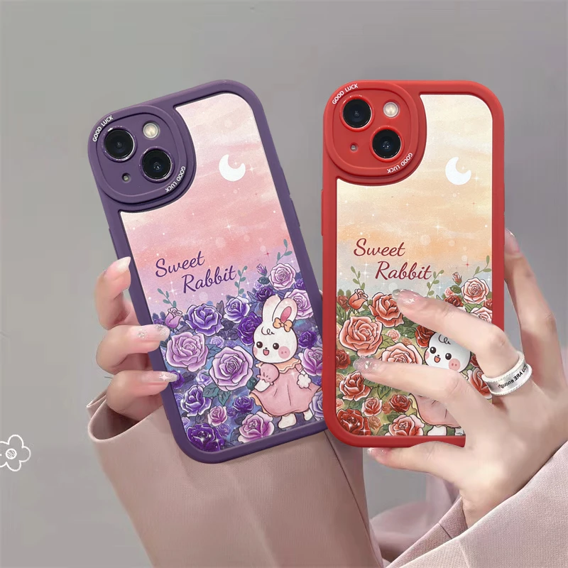 【苹果/华为/OPPO/VIVO/小米/荣耀】玫瑰花兔14/13防摔12手机壳11