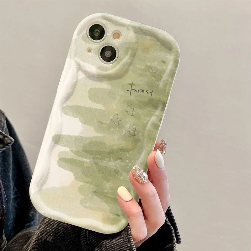 青绿水彩适用苹果15/14promax手机壳13全包12华为/oppo/小米/vivo