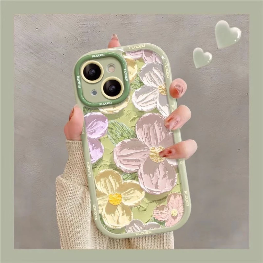 油画花朵适用苹果15/14promax手机壳13全包12华为/oppo/小米/vivo