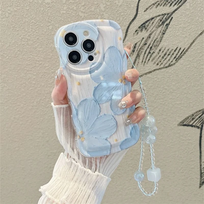 白底蓝花适用苹果15/14promax手机壳13全包12华为/oppo/小米/vivo