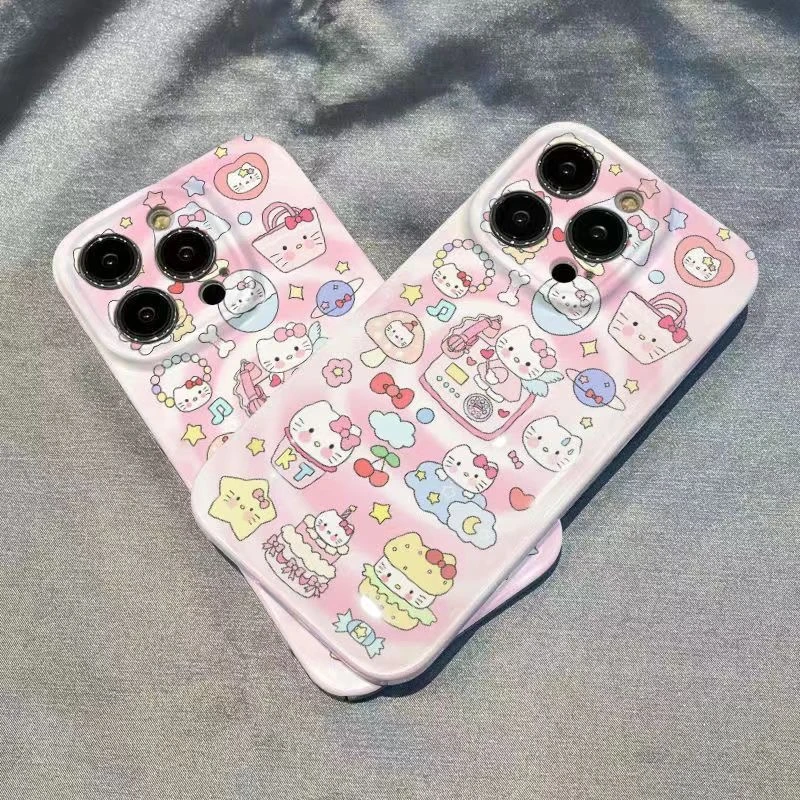 粉色KT猫适用苹果15/14promax手机壳13全包12华为/oppo/小米/vivo